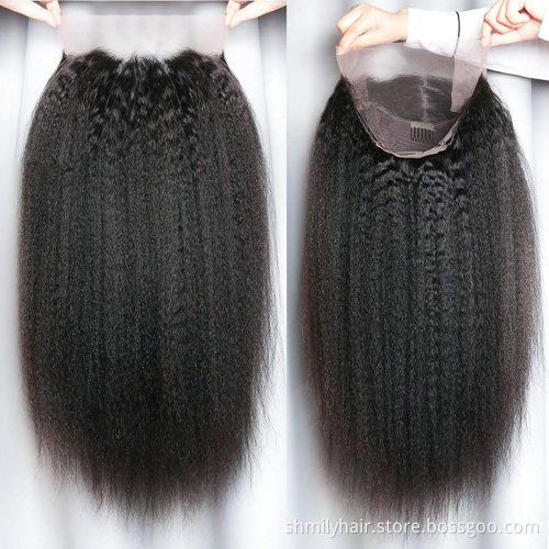 Swiss Lace Wig Vendors Wholesale 13*4 Full Virgin Brazilian Afro Kinky Straight Front Lace Human Hair Wigs For Black Women